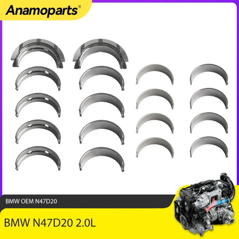 Engine Connecting Rod & Crankshaft Main Bearing Set Fit 2.0 L For BMW N47D20 N47C20 N47D20A N47D20B