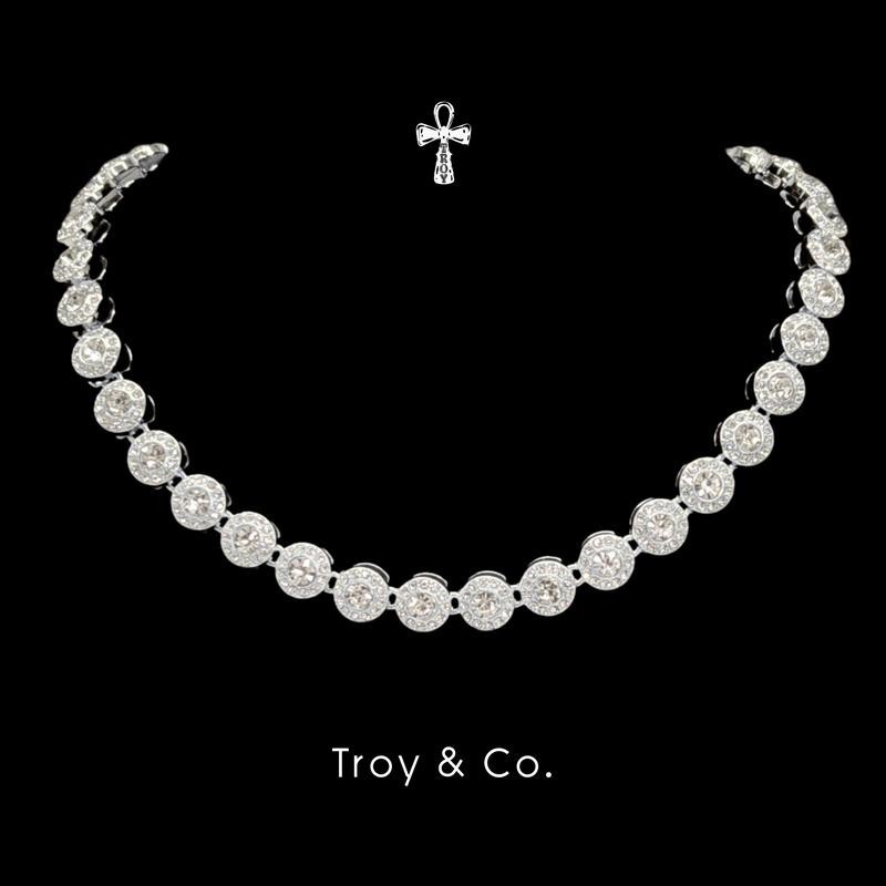 Coin Tennis Chain เพชร CZ  เหรียญเรียง iced out สร้อยคอคิวบันหรู ลุคจัดเต็ม TDN016 Troy & Co.