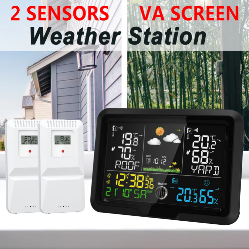 Weather Station Digital Thermometer with Sensor HD VA Display Weather Forecast  Accurate Temperatur