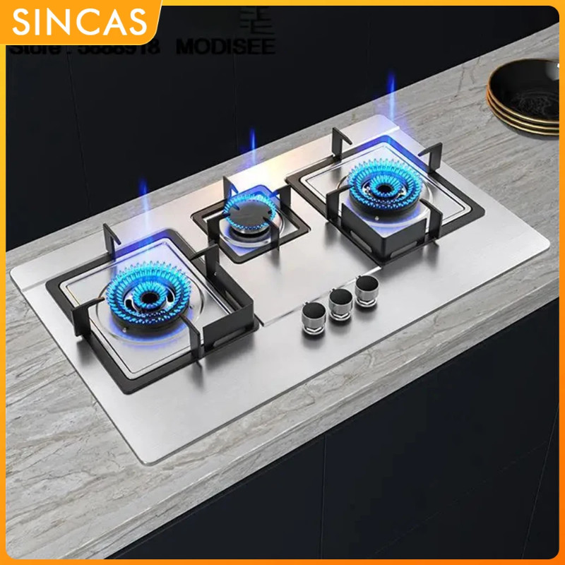 Household Gas 3 Burner Stove for Kitchen Cooktop Upgrade Timing Flip Kitchen Gas Cooker Energy-savi