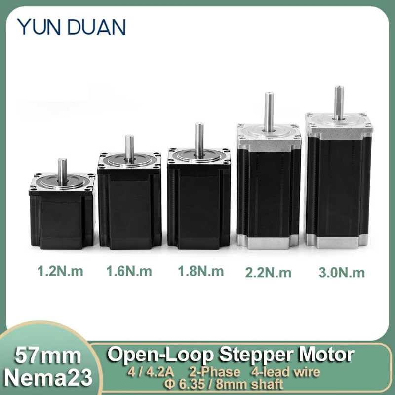 Nema23 Stepper Motor 57mm 4A 1.2Nm 172Oz-in 6.35mm 8mm Shaft 2ph 4 Wires 1.6Nm 1.8Nm 2.2Nm 3Nm High