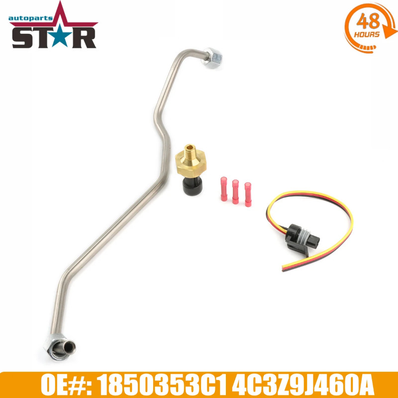 Exhaust Back Fuel Pressure Sensor Kit Plug & Tube 1850353C1 4C3Z9J460A 1C3Z9D477AA F7TZ9J460AA For