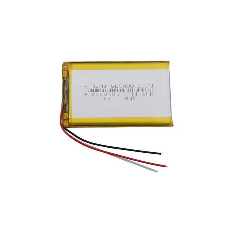 C 3.7V 3000Mah 11.1Wh NTC 3-Wires Thermistor Li Lithium Battery 605080 Lipo For GSP Dashcam Car Cam