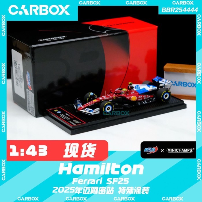 [CarBox] Mini Cut BBR 1: 43 F1 Racing Model Ferrari Hamilton 2025 Miami