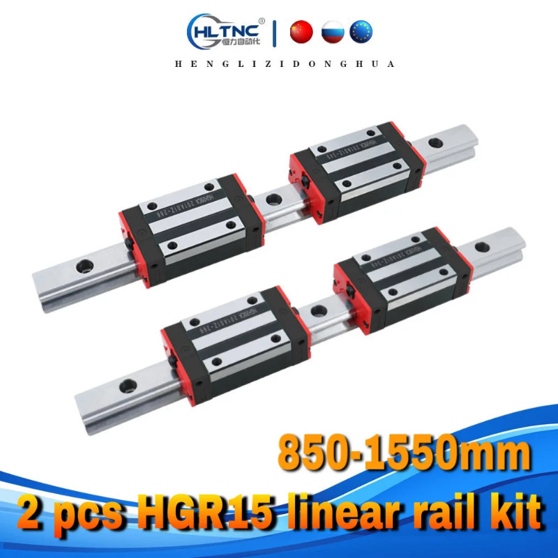 EU Ru warehouse CNC guide  2 pcs HGR15 linear square rail 850-1550mm+ 4pcs slides carriages HGH15CA