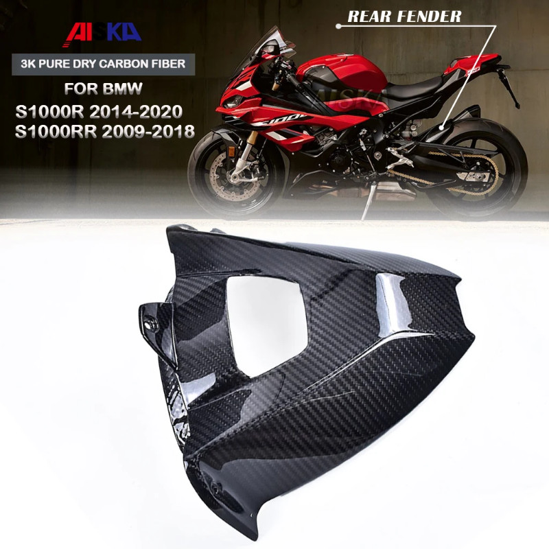 3K Pure Dry Carbon Fiber Motorcycle Modification Accessories Rear Fender Splash Mudguard For BMW S1