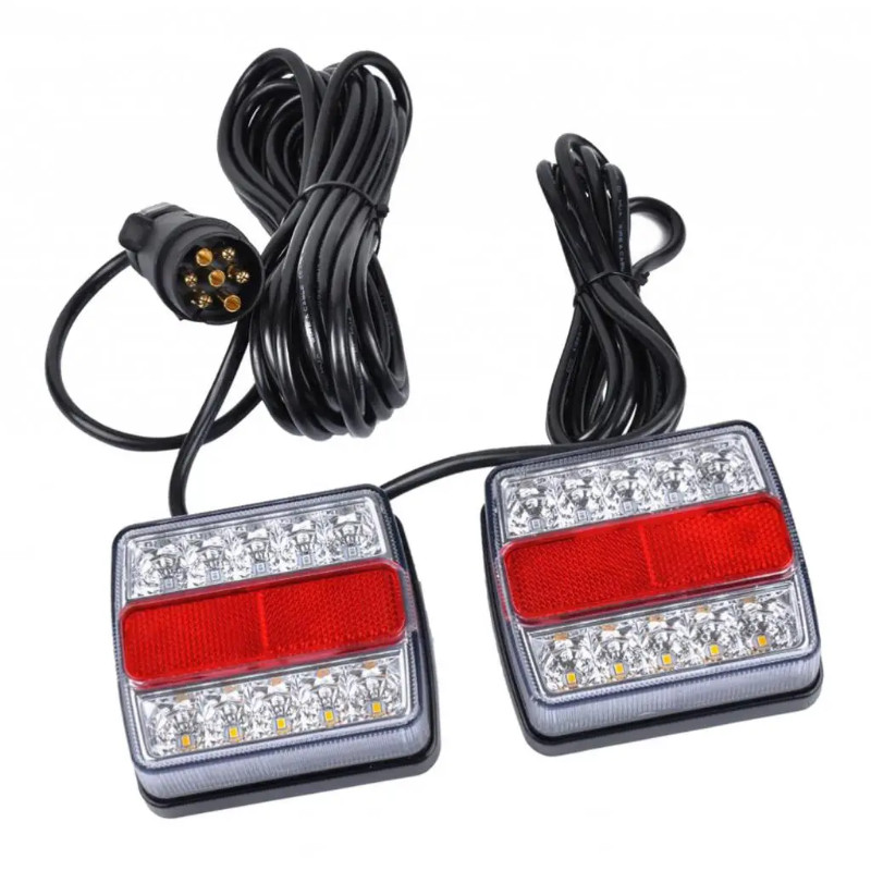 12V Waterproof LED Trailer Lights Stop/Indicator/Tail Light Kit Red+White