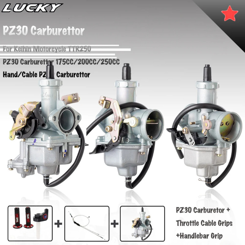 PZ30 Carburettor+Cable+Throttle Grip For Keihin Motorcycle TTR250 PZ30 Power Jet Accelerating Pump
