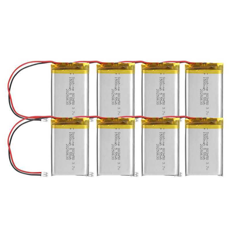 C Polymer Lipo Rechargeable Battery 3.7V 803450 1500Mah Lithium Battery With 2.0Mm For Mp3 DVD PAD