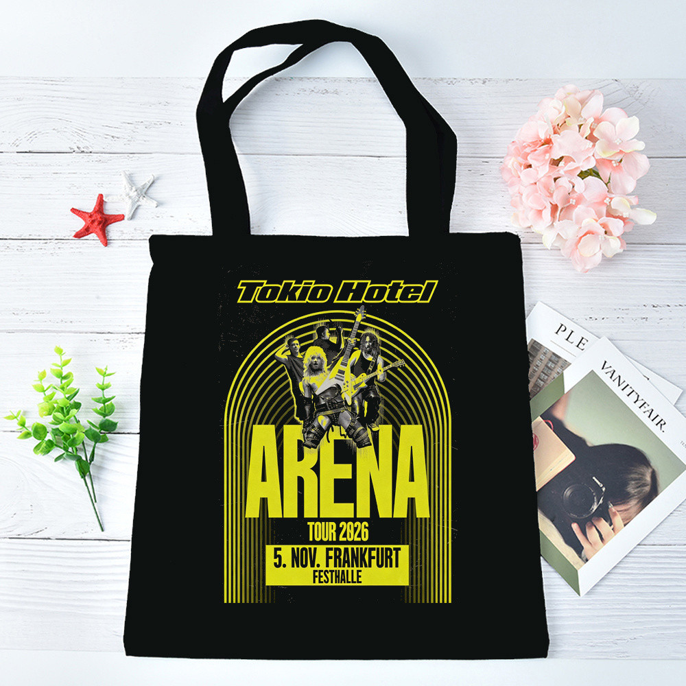 Tokio Hotel Arena Tour 2026 กระเป๋าโท้ทนํากลับมาใช้ใหม่ได้ร้านขายของชํากระเป๋าผ้าใบพกพาสําหรับผู้หญิ