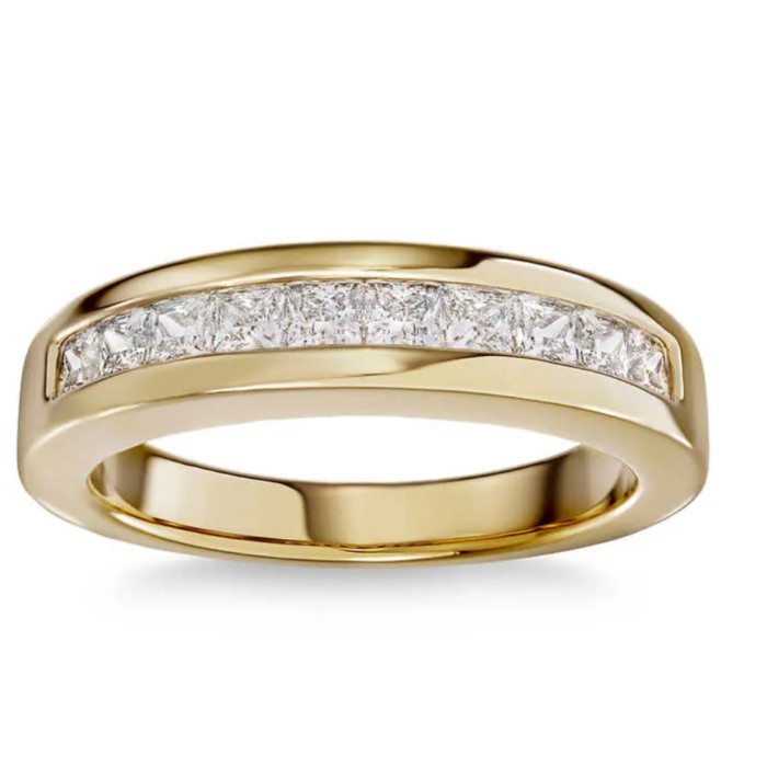 แหวนเพชร Lab Grown Diamond Ring 0.5 ct Gold 9K - Princess Cut channel set ทองคำ 9K