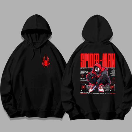Spider-Man Miles Morales Hoodie พริ้นท์กราฟิก สไตล์เสื้อกันหนาวสำหรับวัยรุ่น