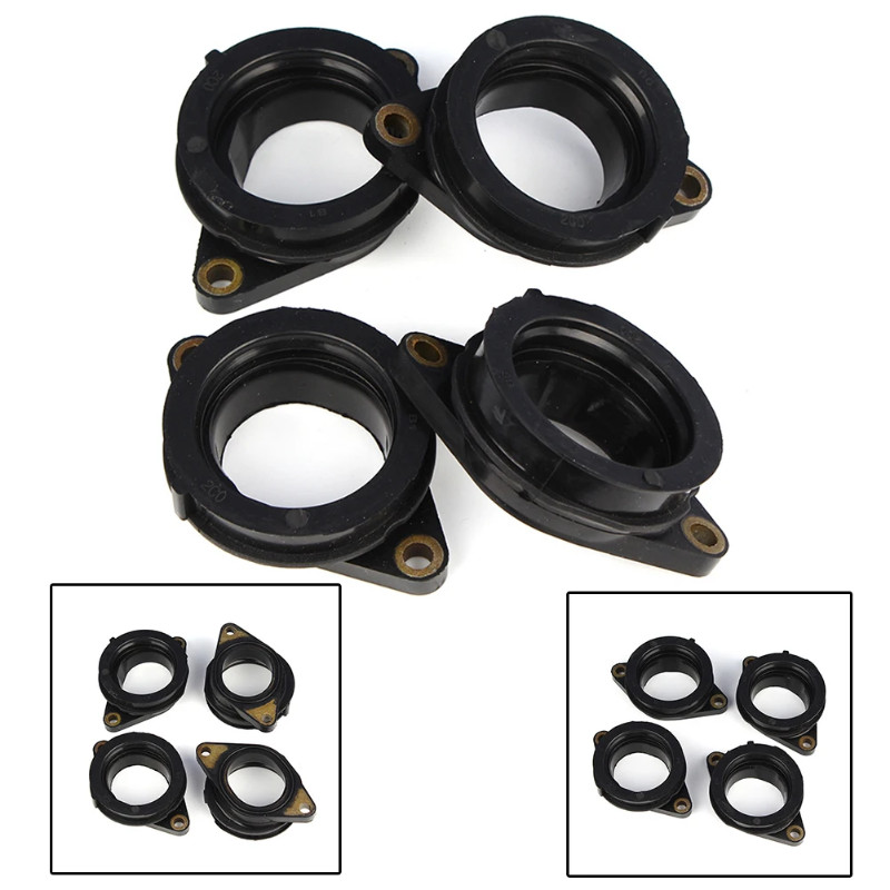 4x Motorcycle Carburetor Holder Intake Manifold Rubber Boots For Yamaha YZF-R6 YZF600 R6 2006-2017