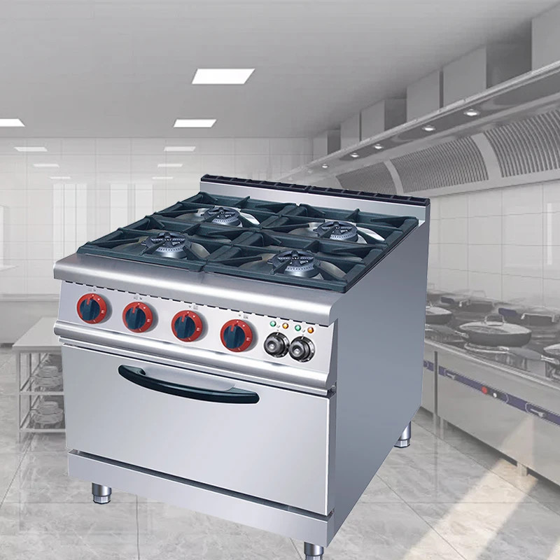 Commercial Kitchen Equipment 4 burner Freestanding Gas Stove with Gas Oven, Industrial Lpg/ng burne