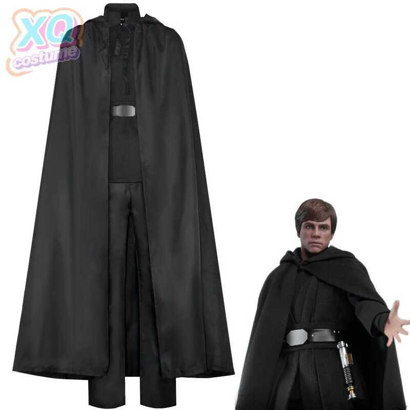 C Halloween Luke Skywalker Cosplay Costume Jedi Knight Top Pants And Cloak Black Set Carnival Party