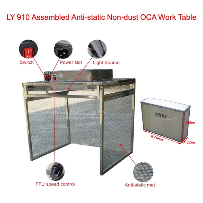 LY 910 Assembled Anti-static Non-dust OCA Work Table Potable Desktop Work Platform Easy Install 110