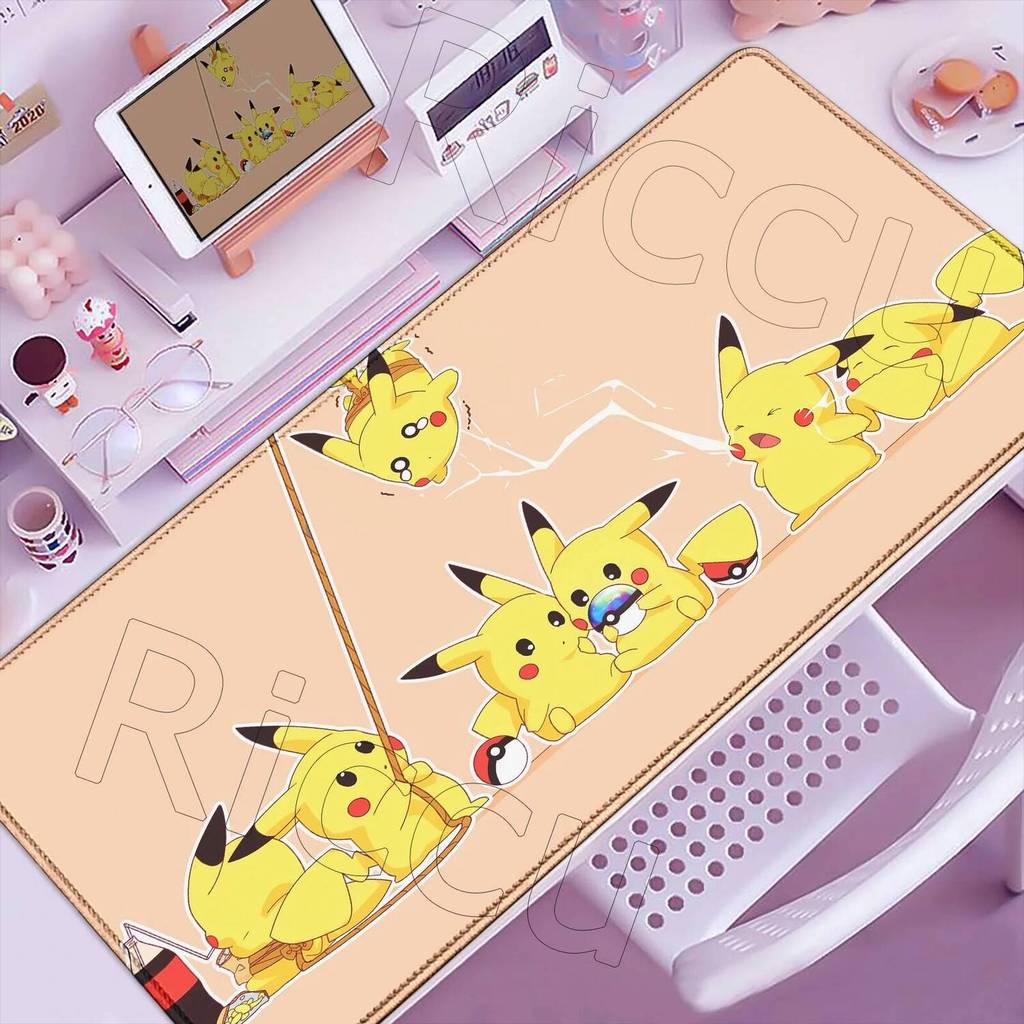 2026 ใหม่วอลล์เปเปอร์ Pokemon Mouse Pad อะนิเมะ Pikachu คีย์บอร์ดเมาส์ขนาดใหญ่โต๊ะทํางานยางธรรมชาติ 