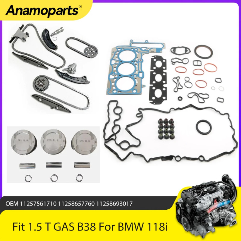 Engine Parts Full Gasket Set Timing Chain Piston Kit Fit 1.5 T L GAS B38 For BMW 118i 218i 318i 418