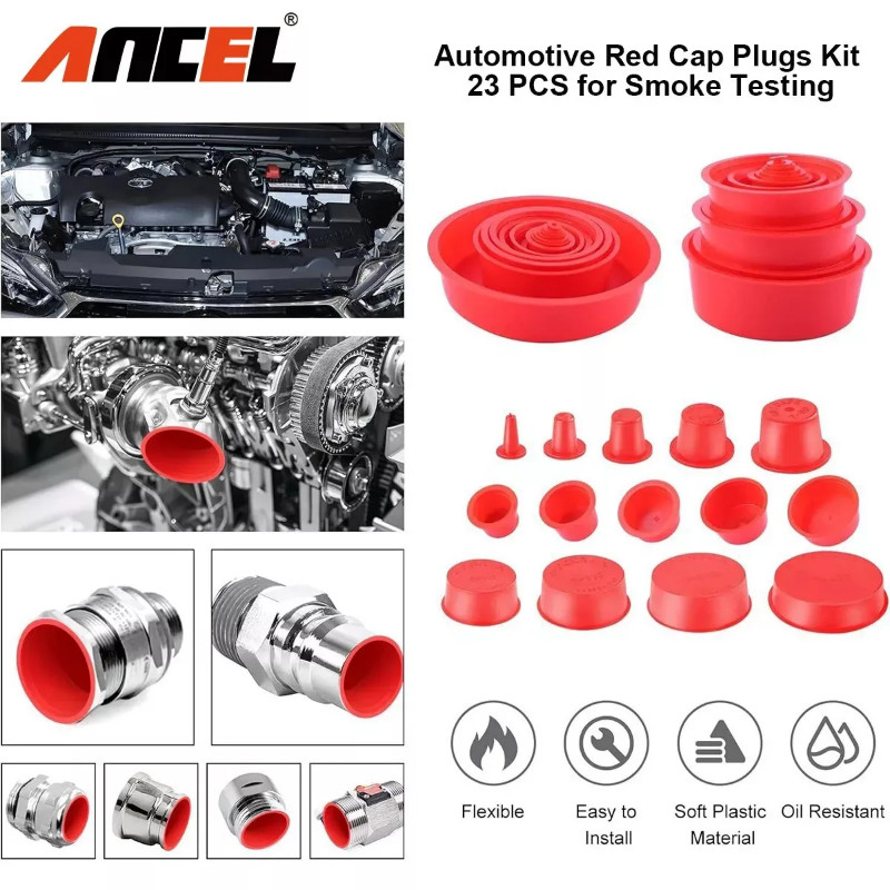 ANCEL 23 Pieces Car Smoke Leak Detector Accessories Block Cap Plugs Kit for ANCEL S100 S110 PRO S20
