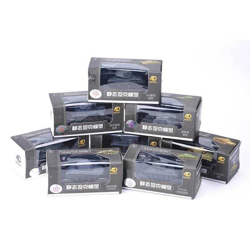 C 8Pcs/Set 1/144 4D Finished Tank Leopard Tiger T34 Amx-30 Main Battle Tank Mini Thumb Tank Militar