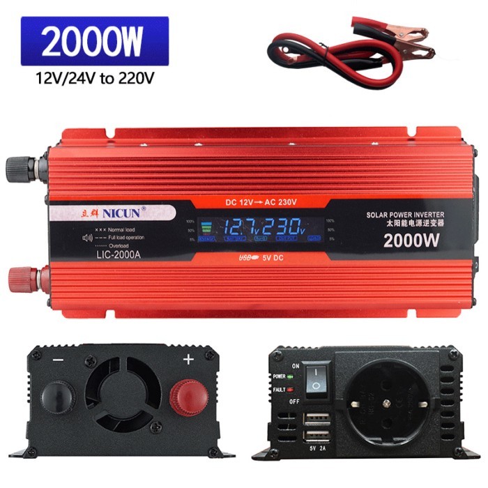 China 2KW Inverter For Home Car Outdoor Battery Power Supply 2000W 1000W 1500W 1KW 12V 24V 240V Out