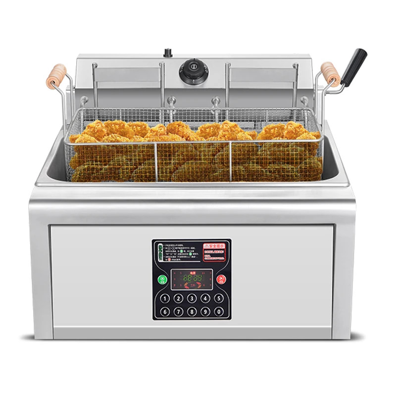 20L Electric Fryer Commercial Intelligent Automatic Lifting Fryer Fryer Double Cylinder Large Capac