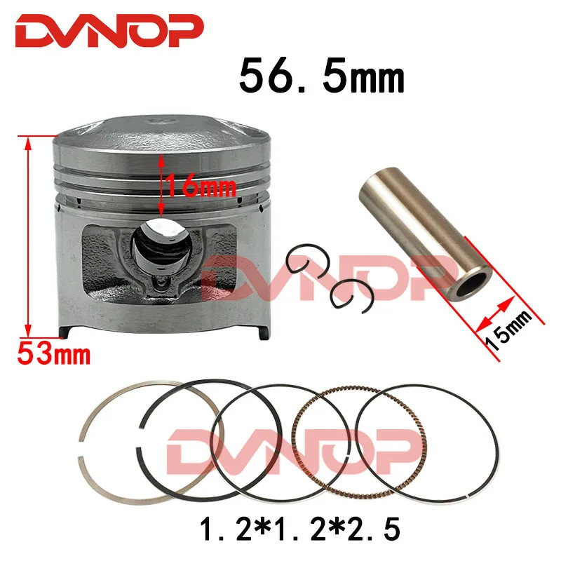 Motorcycle 56.5mm Piston 15mm Pin Ring  Set For  WY125 CB125  WY CB CB125S CL125S XL125 SL125 XL125