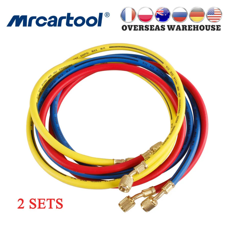MRCARTOOL 2Sets Refrigerant Hoses Pipe For R134a R12 R22 R404 R502 Air Conditioner Refrigerant Digi