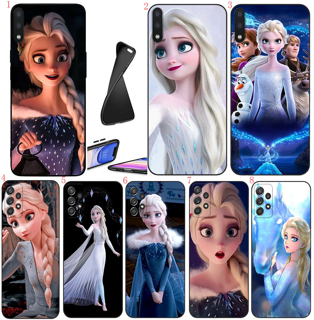 Huawei Y5P Y6P Y8P Y7A Y9A Y8S Y9S Y6 Y7 Y9 Prime 2019 R1 Elsa Princess เคสโทรศัพท์สีดํานุ่ม
