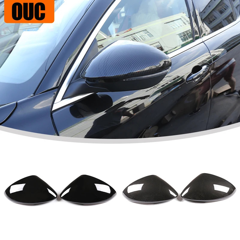 ABS Carbon Fiber Car Side Rearview Mirror Decorate Cover Trim Sticker For Alfa Romeo Stelvio 2017-2
