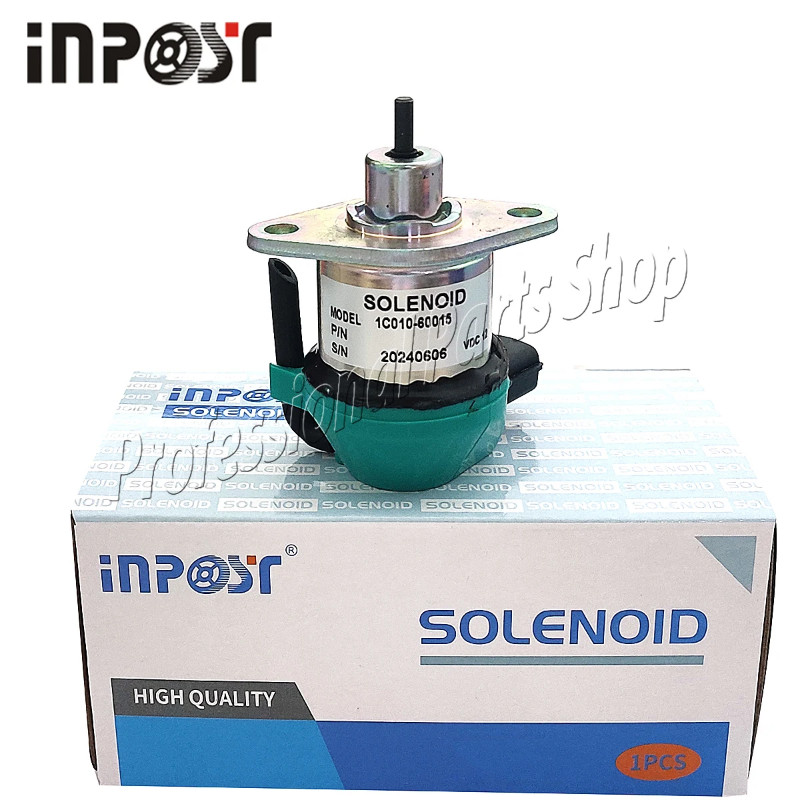 1C010-60015 Fuel Shutoff Solenoid 12V For Bobcat, Kubota M105S M105X M6800 M8200 M8540 M9000 M9540
