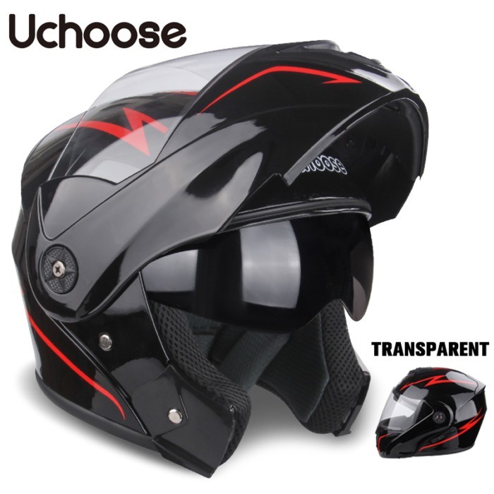 Uchoose Unisex Motorcycle Helmet DOT Certification Double Lens Cross Section Helmet Safety Modular