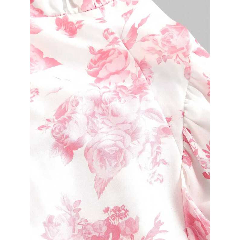 C Romantic Ral Print Halter Mid-Length Dress Vintage Wedding Guest Dress