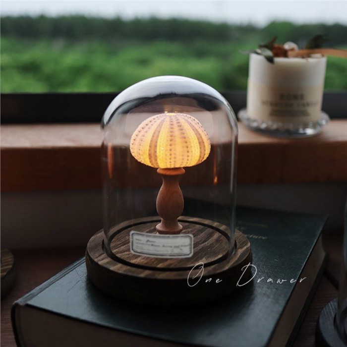 l Ocean Island Retro SHELL Sea Urchin Conch โคมไฟ Night Light เครื่องประดับ handmade Sea Urchin Nig