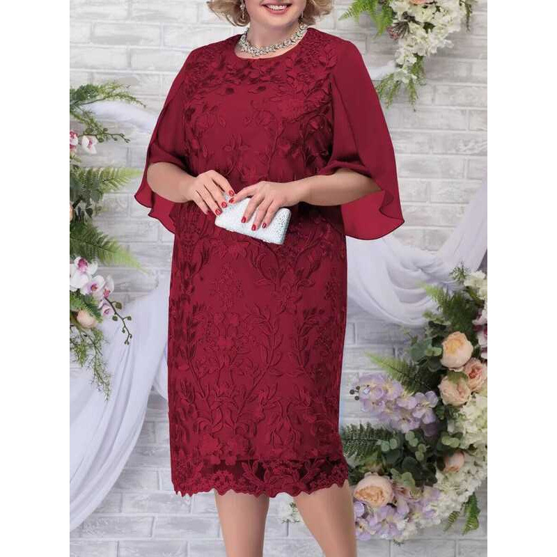 C Plus Size Mother Dress Woman Summer Emboridery Ral Wedding Guest Bridesmaid Party Dresses Slim Cu