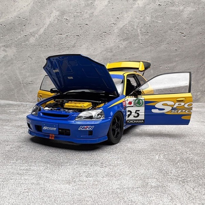 MotorHelix MH 1: 18 Honda Civic EK9 Spoon Alloy Full Open Car Model ผลิตภัณฑ์สําเร็จรูป