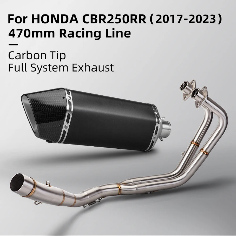For CBR250RR CBR250 470MM 2017-2023 Full Motorcycle Exhaust System Escape Slip On Front Tube Link P
