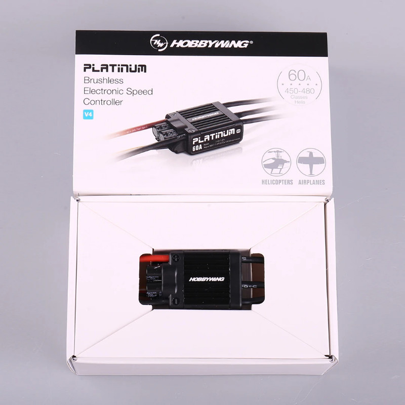 1pc Original HobbyWing Platinum PRO V4 60A ESC (3S-6S) for 450-480 Class Heli (Propeller: 325-360mm