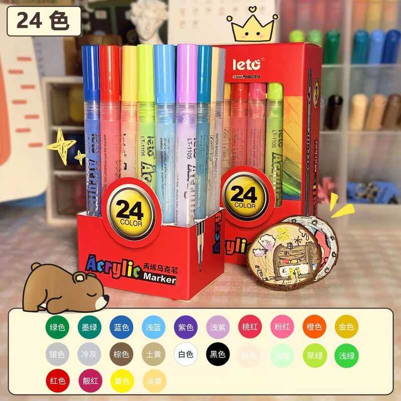Lotto อะคริลิค MARKER Impervious กระดาษ Stackable สี 24 สี Graffiti เด็ก Marker โน้ตบุ๊คกันน้ําสี Ma