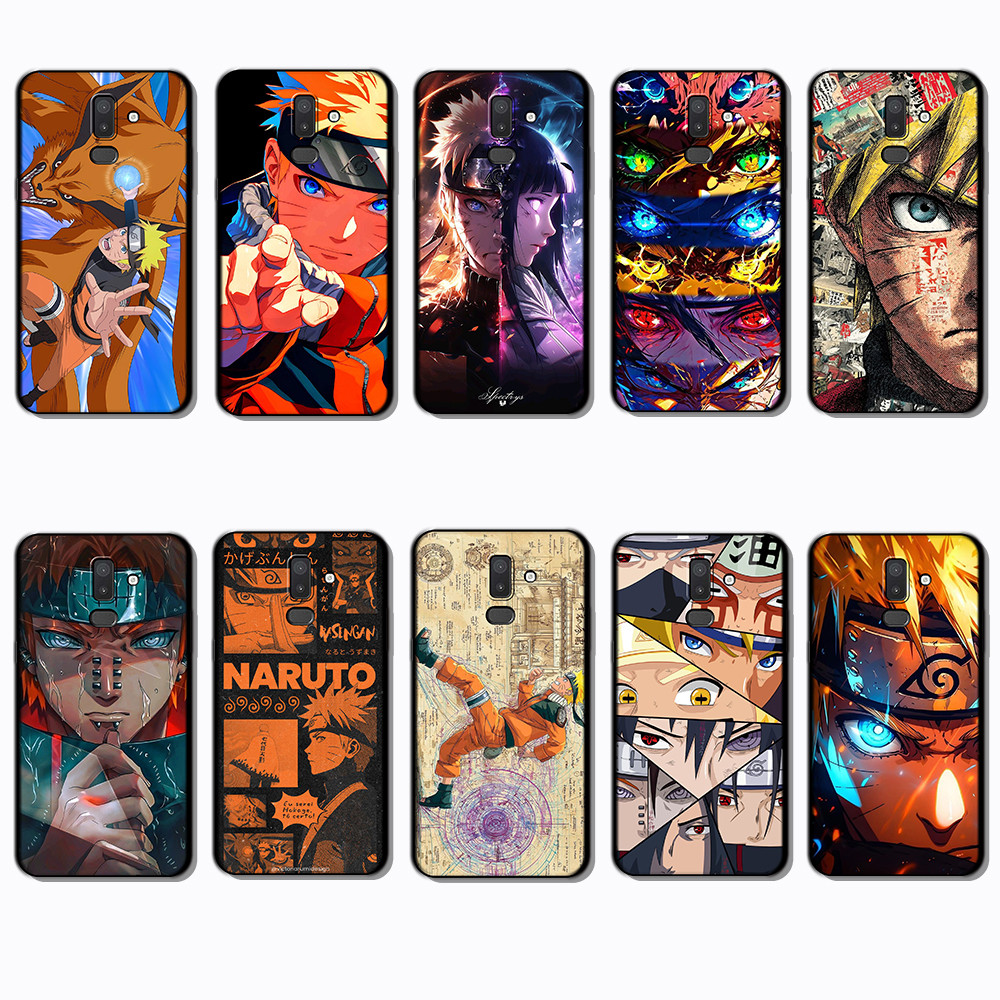 SAMSUNG สําหรับSamsung S6 S7 Edge S8 S9 S10 Plus H10 Uzumaki Naruto SleekสีดําBorder TPUกรณี | ดีไซน
