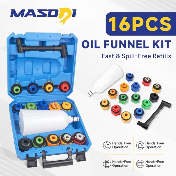 Masdsi Oil Funnel Set for Engine Oil Change, Automotive Engine Oil Dispenser Funnel Kit with 14 Col