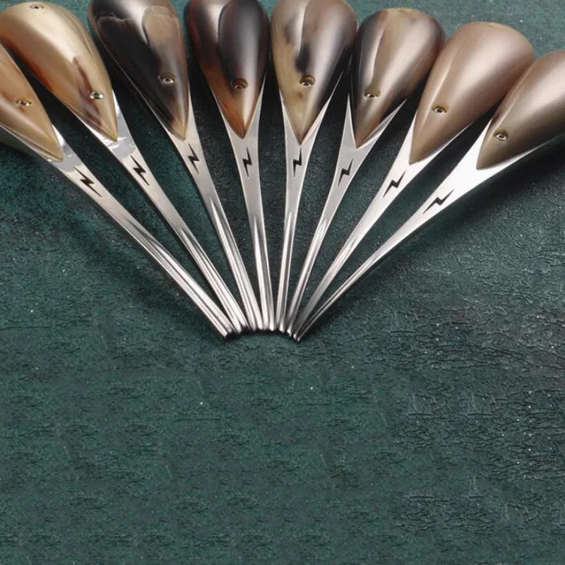 M390 Steel Blade Horn Patch Handle Handmade DIY Leather Craft Tools High End Leather Edge Bevel Tri