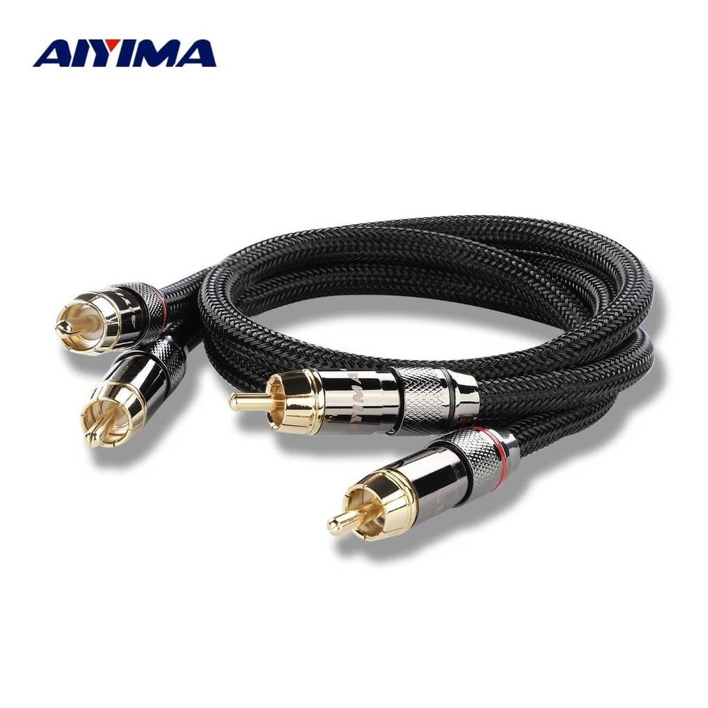 AIYIMA สายสัญญาณเสียง RCA 2 RCA ถึง 2 สายเชื่อมต่อ RCA สเตอริโอไฮไฟ 6N OFC ชายสําหรับลําโพงเครื่องขย