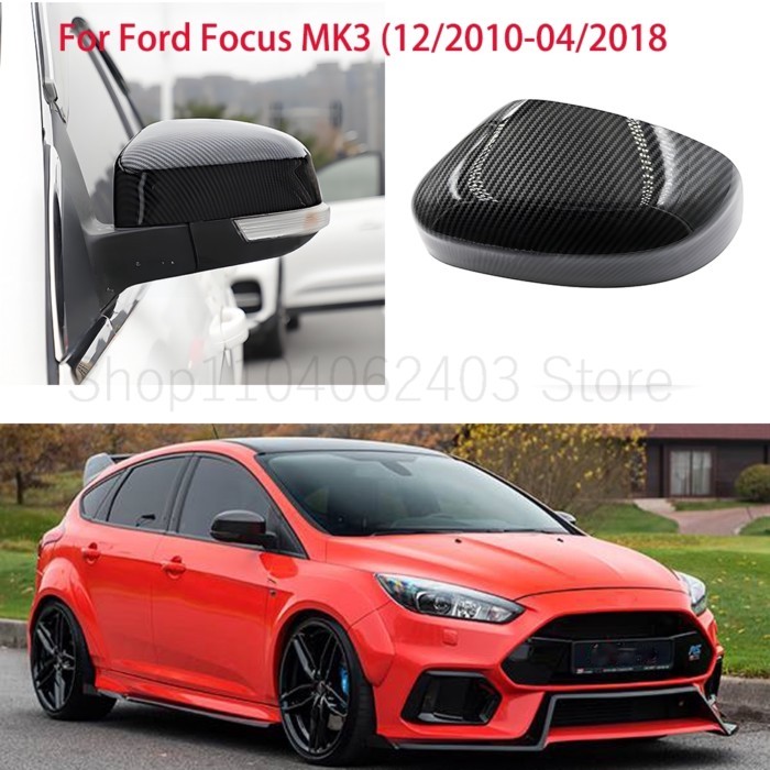 Carbon Fiber Bright black Side Rearview Mirror Cover For Ford Focus MK2 MK3  MK4 2008 2012 2013 201