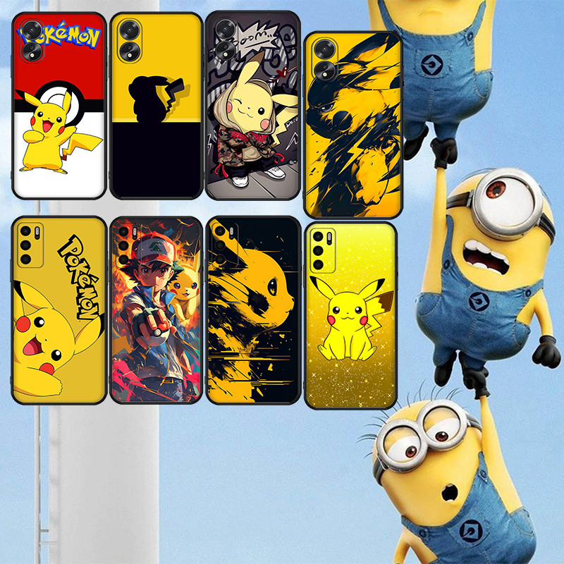 นุ่มสีดํา Vivo V7 plus Y75 Y79 V11 Pro V15 Pro V19 V20 V21 เคสโทรศัพท์ Pikachu