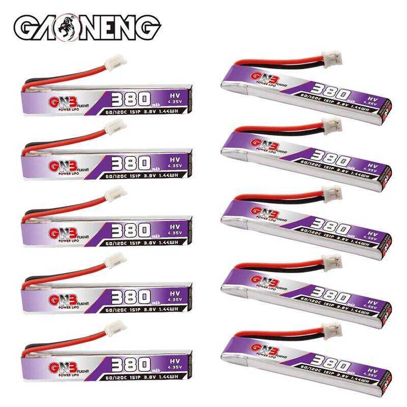 GNB แบตเตอรี่ลิเธียมโพลิเมอร์ 1S 380mAh HV 60C/120C สำหรับโดรน RC FPV ขนาดเล็ก ควอดคอปเตอร์ เฮล
