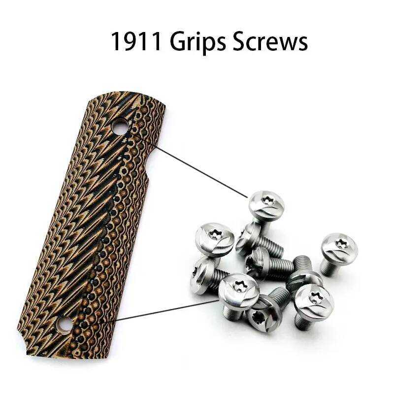 4 ชิ้นสแตนเลส 1911 Grips สกรู CNC T8 พลัมสกรูไขควงเบเกอรี่สีฟ้า 1911 Grip เล็บ