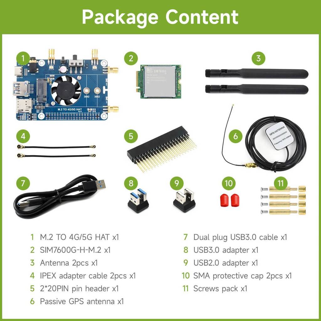 Waveshare SIM7600G-H M.2 4G HAT สําหรับ Raspberry Pi LTE, LTE CAT4 ความเร็วสูง, Raspberry Pi SIM,Cel