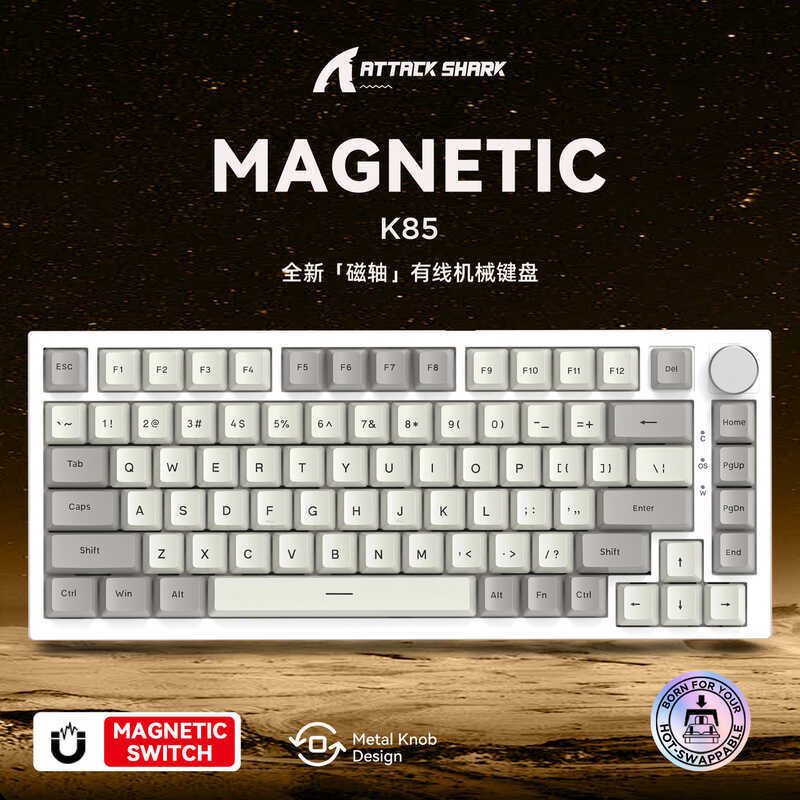 Attack Shark K85 Gaming Magnetic Axis Mechanical Keyboard ที่กําหนดเอง PBT Keycap RT โหมด 82-Key RGB
