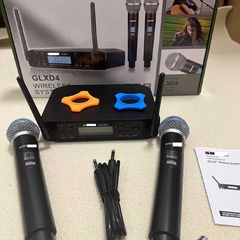 การค้าต่างประเทศ GLXD4 หนึ่งสําหรับสองไมโครโฟนไร้สายประสิทธิภาพเวทีคาราโอเกะโฮสต์สดไมโครโฟนมืออาชีพ